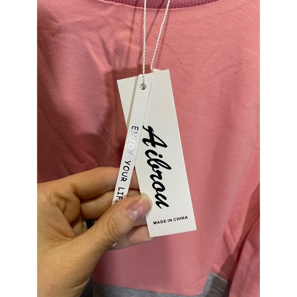 Aibrou Womens 2 Piece Loungewear Set Pink Grey Joggers Sweatshirt XXL NWT - Picture 3 of 4